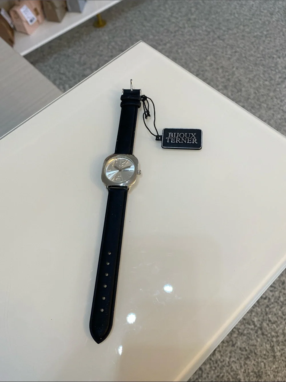 Bijoux Terner Black Strap silver-Tone Case Men's Watch